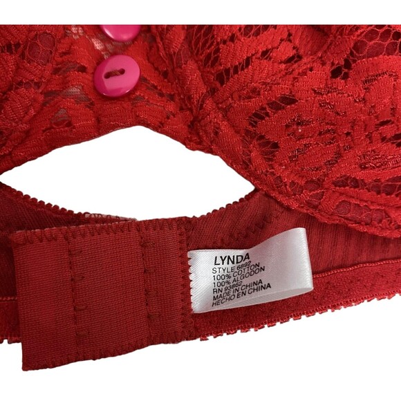 Lynda's World Red Wired Push Up Floral Bra Size 38B New with tag Style 6892 - Picture 5 of 6